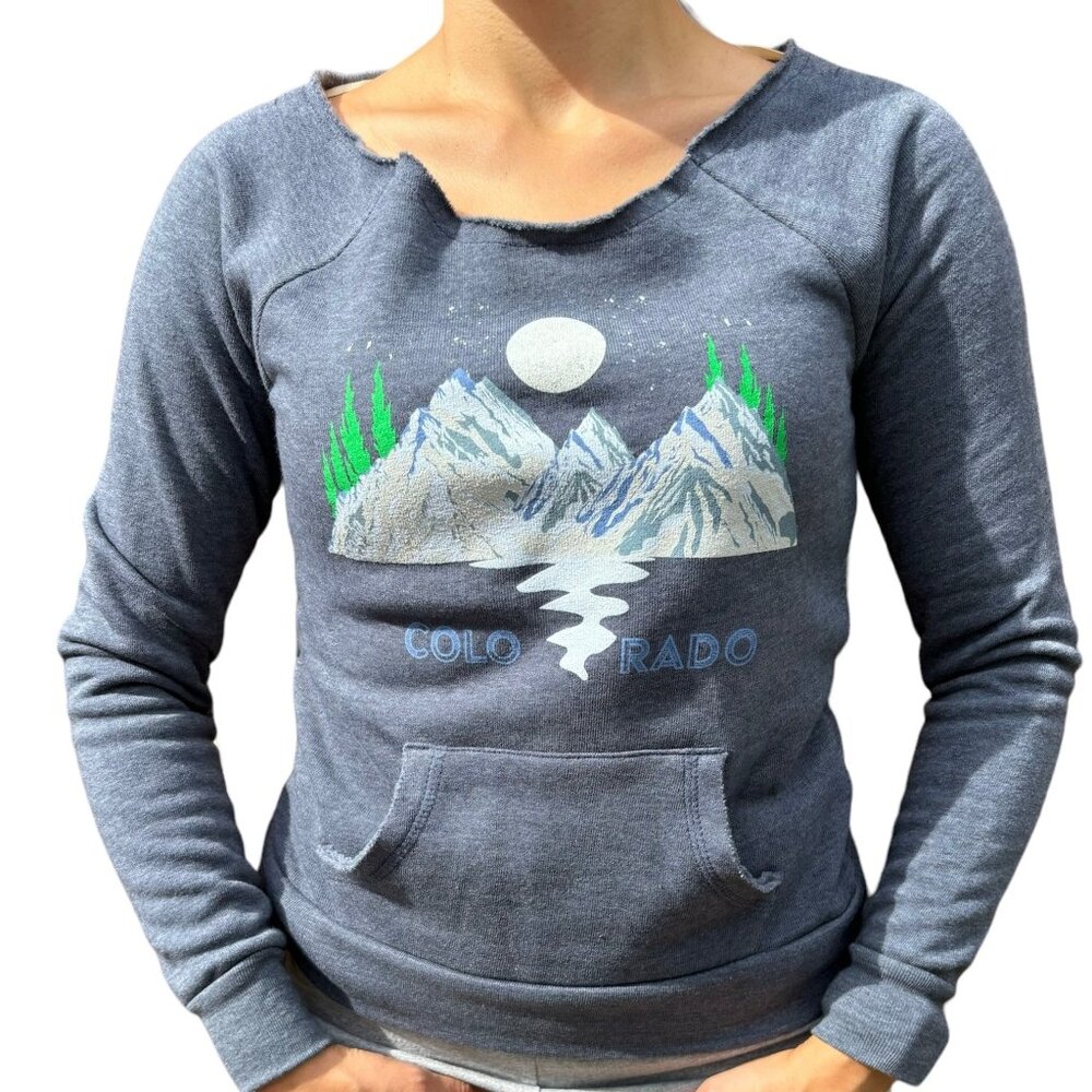 Women's Colorado Graphic Distressed Sweatshirt - Blue Gray